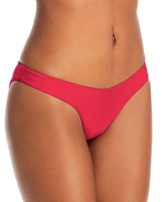 NWOT Pilyq Red Lust LG Ruched Solid Cheeky Bikini Swim Bottoms #98068