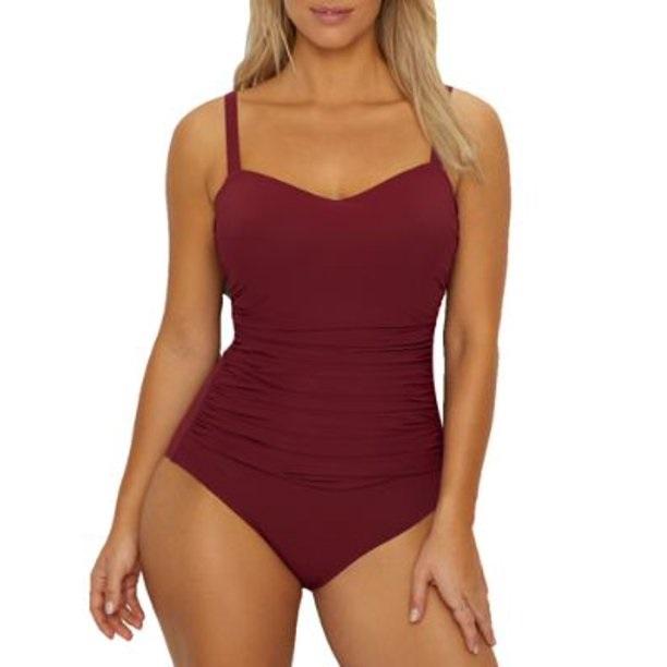 NWT Profile Gottex 6D Tutti Frutti Underwire 1PC Swimsuit Merlot 98096