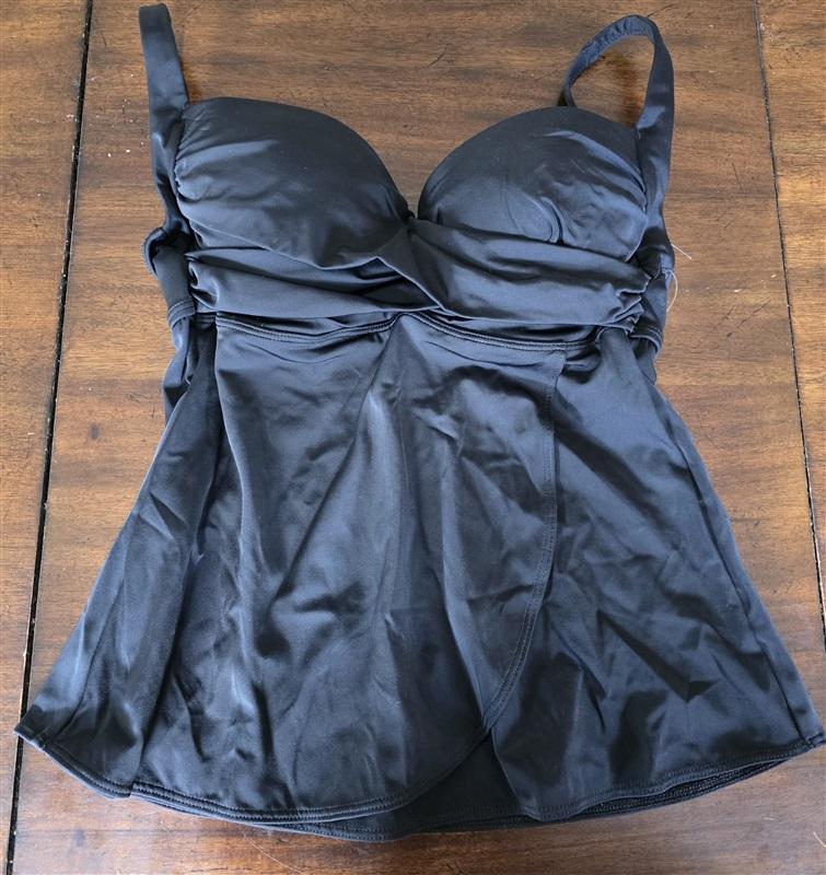 NWOT Soma 34D Criss-Cross Padded Tankini Top Swimsuit Black #98101