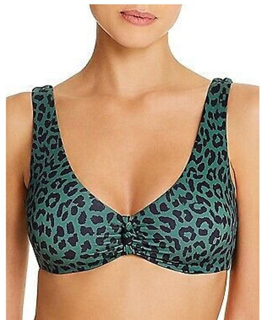 NWT Aqua Swim M CACTUS Knotted Leopard Print Bikini Swim Top 98105