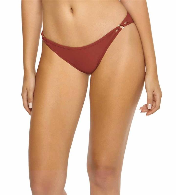 NWOT Pilyq Henna Ring S Solid Ruched Cheeky Bikini Swim Bottom #98273