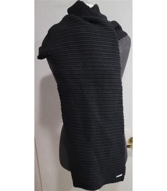 New Michael Kors Traveling Horizontal Rib Knit Scarf 74x9 Black #98284