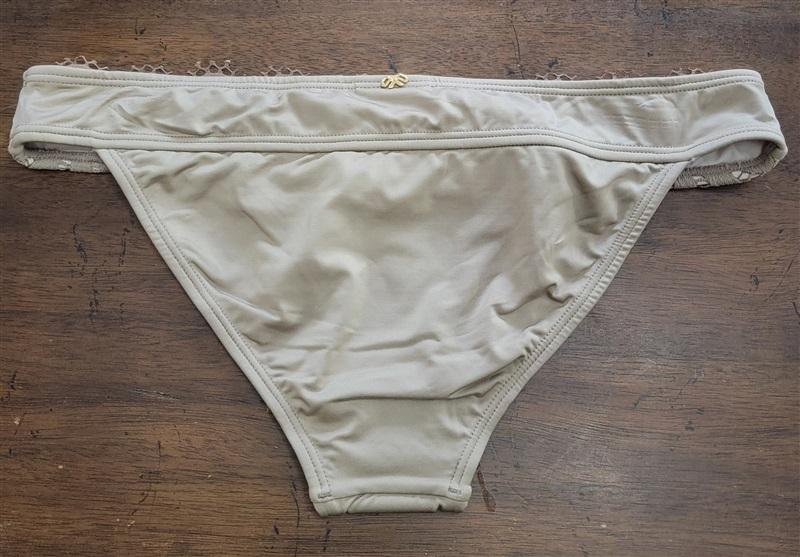 NWT Pilyq Sandstone Lace S Beige Banded Cheeky Bikini Swim Bottoms #98326