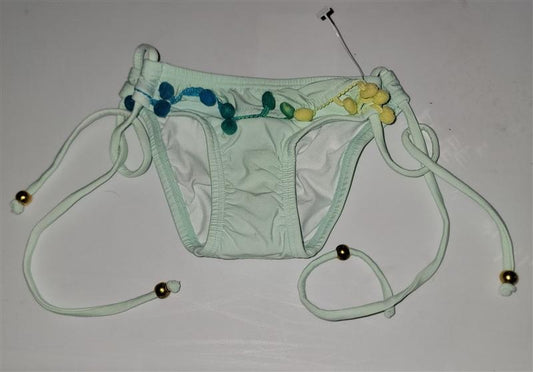 NWOT PIlyq 2 Girls Mint Green Side Tie Pom Pom Bikini Bottom 98346