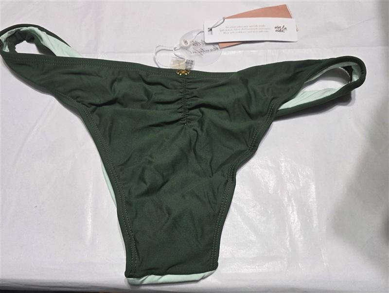 NWT Pilyq Azura Color Block L Cheeky Ruched Bikini Swim Bottom #98358