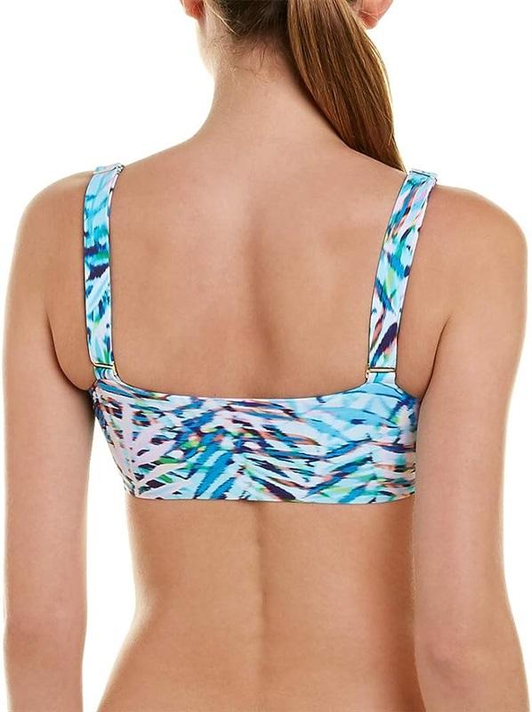 NWOT Pilyq Palmas S Tropical Palm Halter Knot Bikini Swim Top #98412