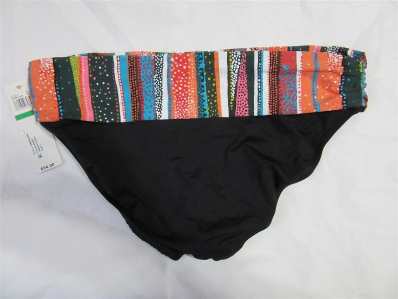NWT Anne Cole L Sand Stripe Black Foldover Cheeky Bikini Swim Bottom #98419