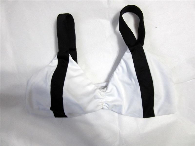 NWOTD PIlyq Water Lily Colorblock S White Halter Bikini Swim Top #98468