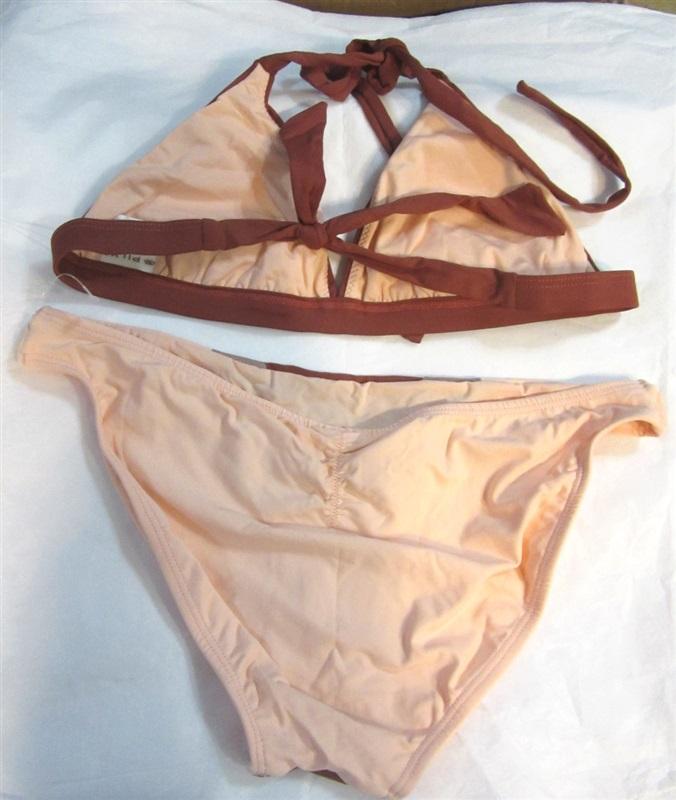 NWOT Pilyq M Papaya Tri Mix Up Smocked Full Glittery Bikini Swim Set 98482