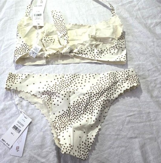 NWT Pilyq City Of Stars Scoop Neck Halter D Cheeky Bikini L Swim Set #98484