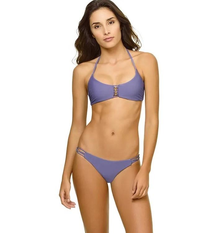 NWT PIlyq S Amethyst Zen Braided Purple Strappy Halter Bikini Swim Set #98487