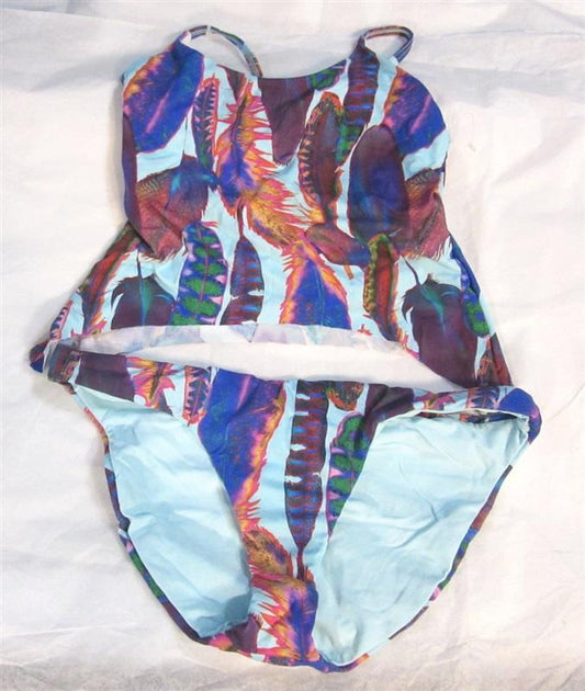 NWT Pilyq S Rainbow Feathers Reversible Tankini & Cheeky Bikini Swim Set #98492
