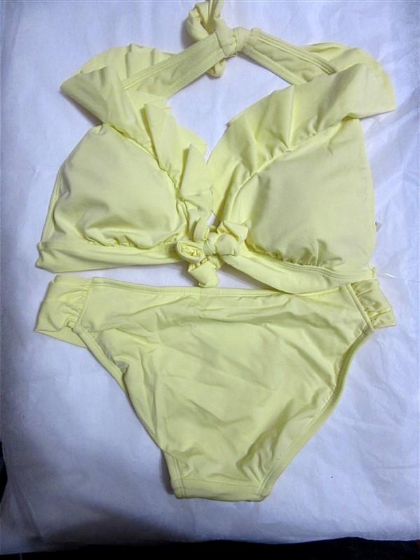 NWOT A.N.A. SM Lemon Yellow Halter Bikini Top & Bottom Swimsuit 98502