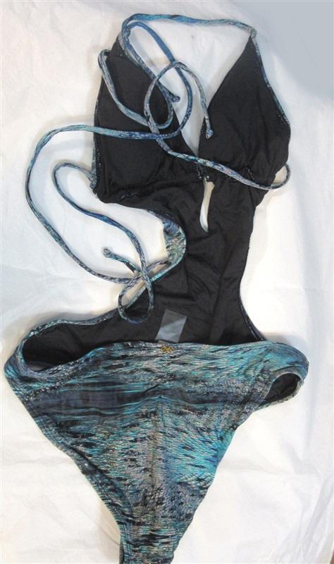 NWOT PilyQ S IKat Monokini Claire 1PC Swimsuit Blue 98511