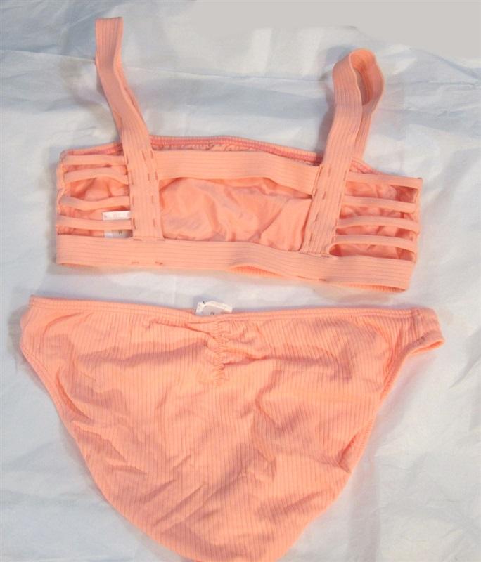 NWT Pilyq S Strappy Riviera Top & Bottom Swimsuit Neon Orange 98529