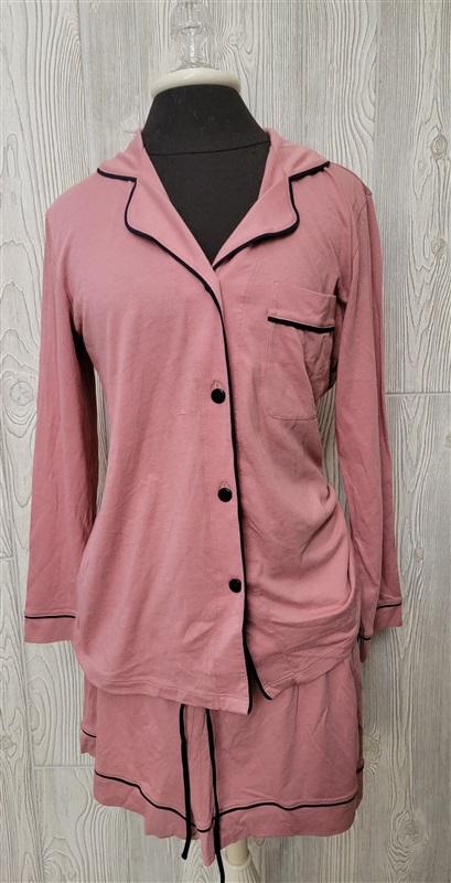 NWT Cosabella L Bella LS Top & Boxer Shorts Pajama Set Terra Cotta Pink 98631