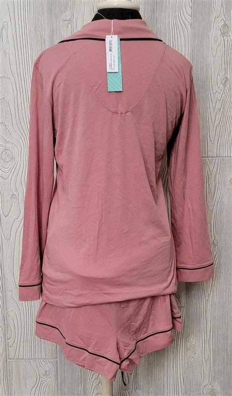 NWT Cosabella L Bella LS Top & Boxer Shorts Pajama Set Terra Cotta Pink 98631