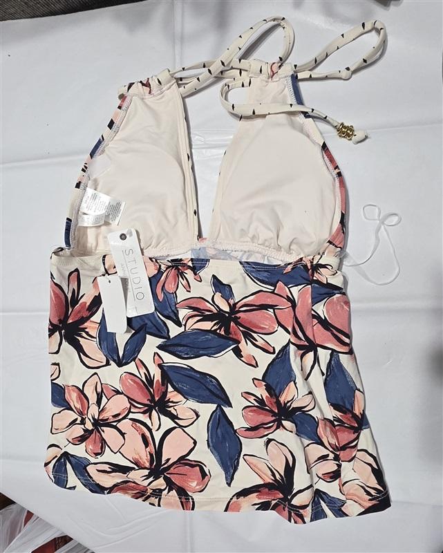 NWT Anne Cole Studio S High Neck Halter Bondi Tankini 98639