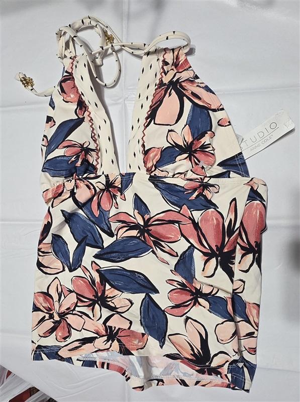 NWT Anne Cole Studio S High Neck Halter Bondi Tankini 98639
