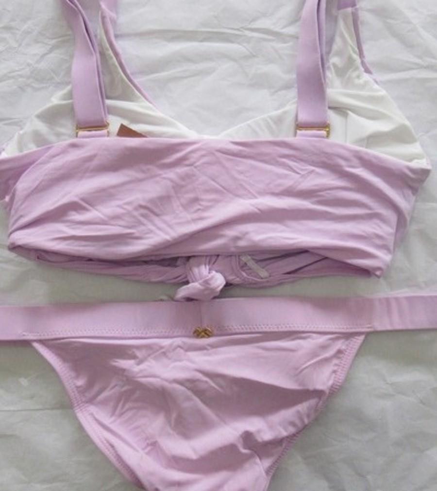 NWT PIlyq M Lilac Halter Knot Top Thin Band Cheeky Bikini Swim Set #98653