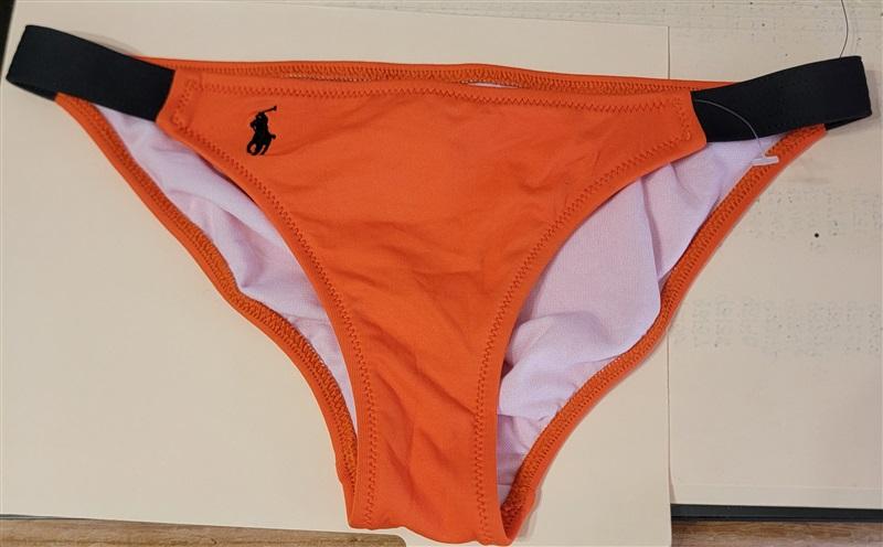NWT Ralph Lauren XS Orange Black tab Bikini Swim Bottom #98675