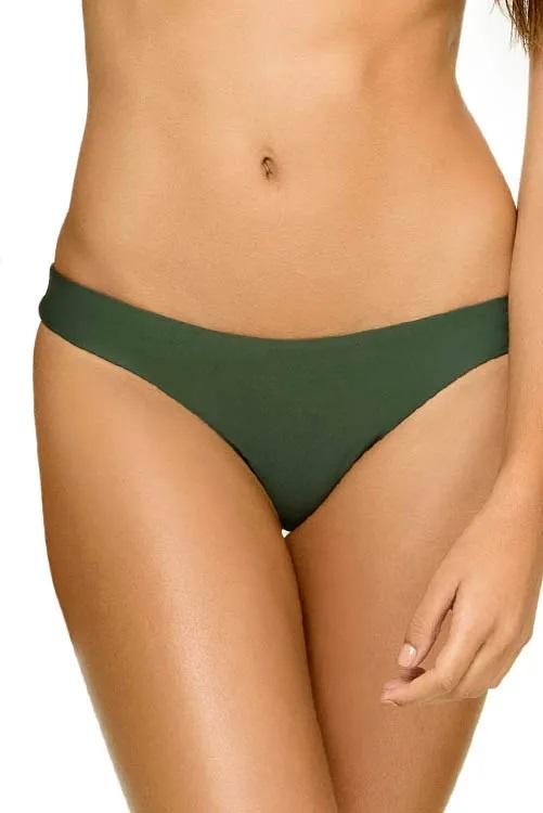 NWT Pilyq Envy M Green Solid Ruched Cheeky Bikini Swim Bottom #98700