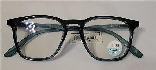 Corinne McCormack Teal Square Colorspex +1.00 Blue-light Reading Glasses #98723