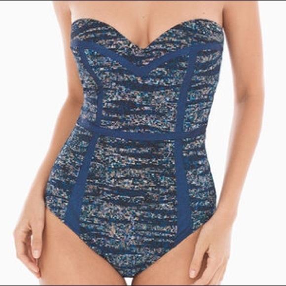 NWOT Soma 16 Profile by Gottex Starry Night Bandeau Strapless 1PC Swimsuit 98725