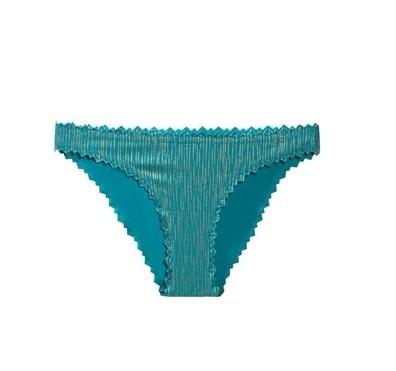 NWOT Pilyq Sea Shine L Blue Cheeky Reversible Bikini Swim Bottoms #98726