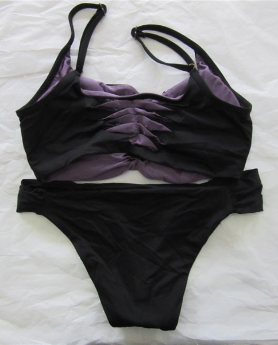 Sample Becca Virtue S Purple Black Cut Out Top Bikini & Swim Bottoms #98748