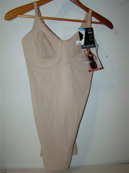 NWOTD Miraclesuit 36C Shape Away Strapless Bodysuit Back Magic 2910 Beige #98779