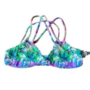 NWT Pilyq Lanai D Cup Tropical Utopia Strappy Halter Bikini Swim Top #98782