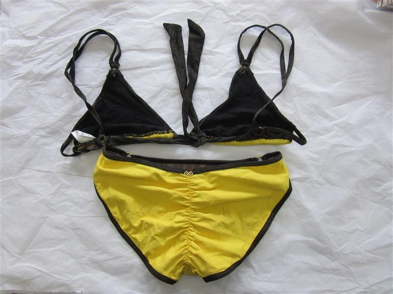 Sample Pilyq S Yellow & Black Triangle Top Bikini & Swim Bottoms #98792