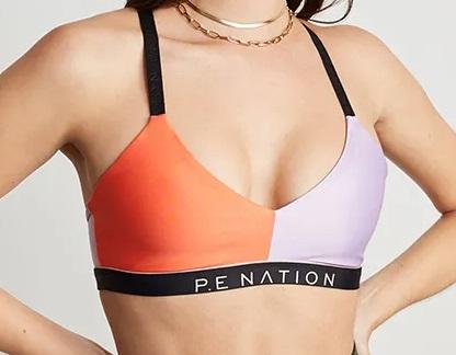 NWT P.E Nation Orchard Bloom XS/S Color Block Sport Bikini Swim Top #