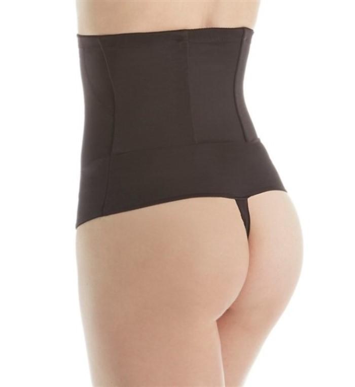 NWT Miraclesuit S Inches Off Waist Cinching Thong 2728 Black #98979