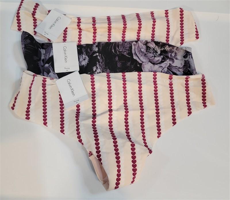NWT Calvin Klein 3pr Invisibles Microfiber Thong Panty M D3507 99053
