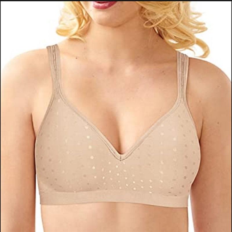 NWOT Bali 38D Comfort Revolution Wirefree Bra 3463 Beige Polka Dot 99068