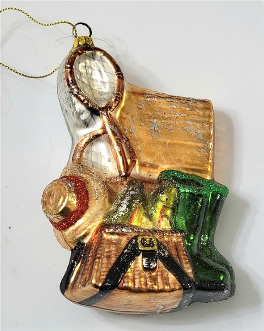 NEW Sterling Blown Glass Fishing Gear Net Hat Boots Fish Christmas Ornament