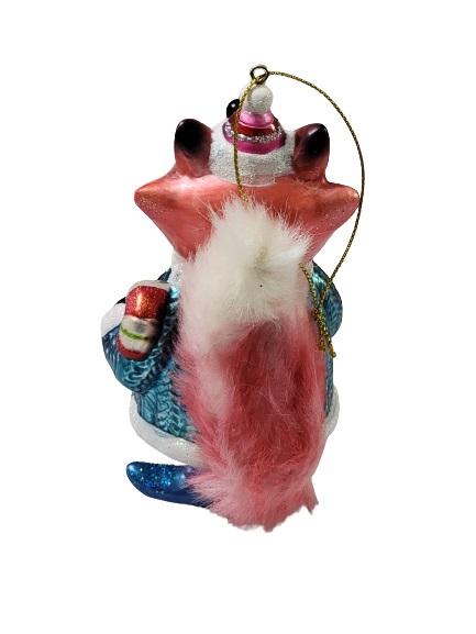 NEW Sterling Blown Glass Forest Friends Fox in Christmas Sweater Ornament