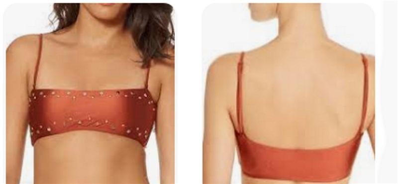 NWT Dolce Vita S CINNAMON Stella Studded Bandeau Bikini Swim Top 99133