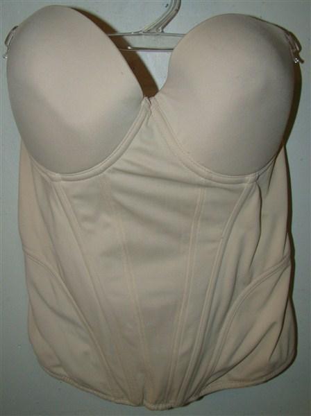 NWT Fine Lines 36B Low Back Strapless Convertible Bustier RL132 DK Beige 99160