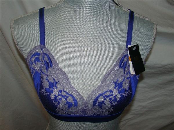 NWT Wacoal 36A/B Lace Affair Soft Cup Bra 852256 Purple Black #99161