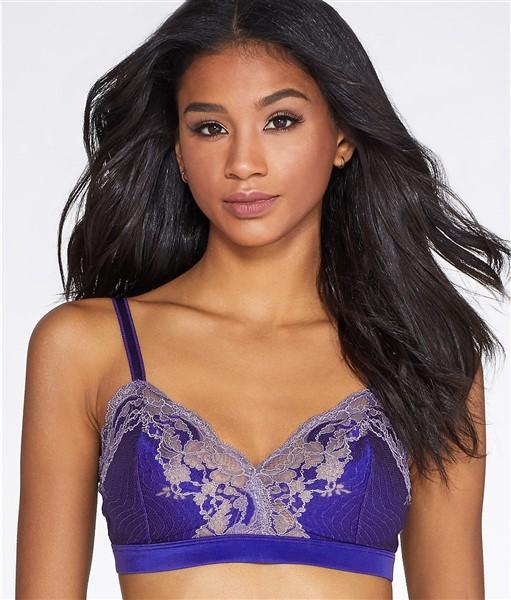 NWT Wacoal 36A/B Lace Affair Soft Cup Bra 852256 Purple Black #99161