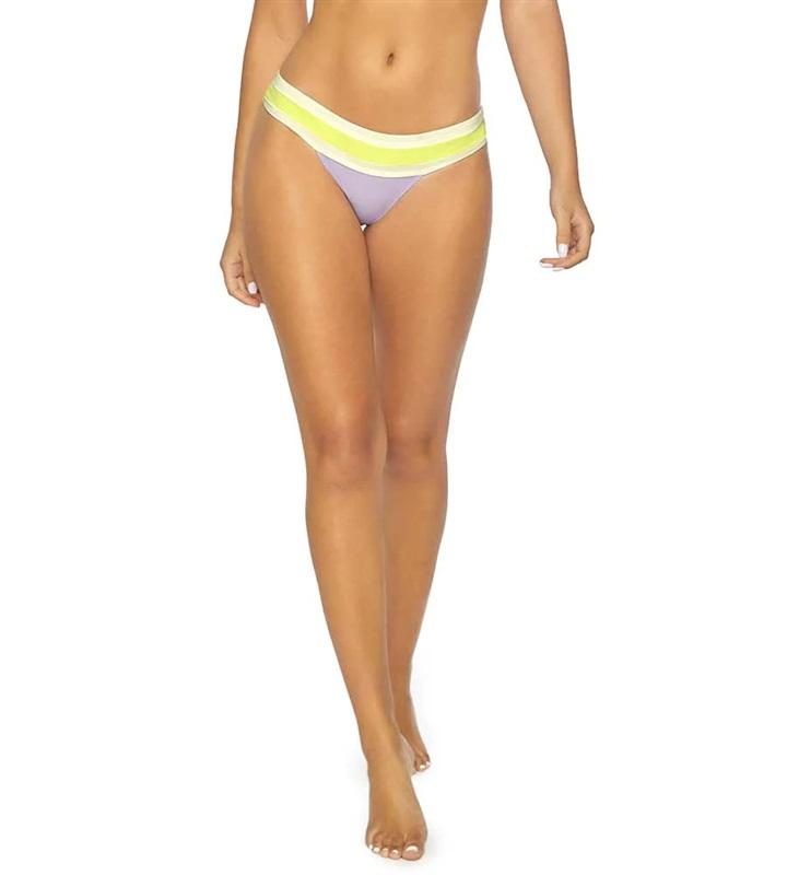 NWT Pilyq Lavender Colorblock S Banded Cheeky Bikini Swim Bottoms #99196