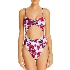 NWT Aqua Swim L POP PINK Star Pink Tie-Dyed One Piece Swimsuit 99210
