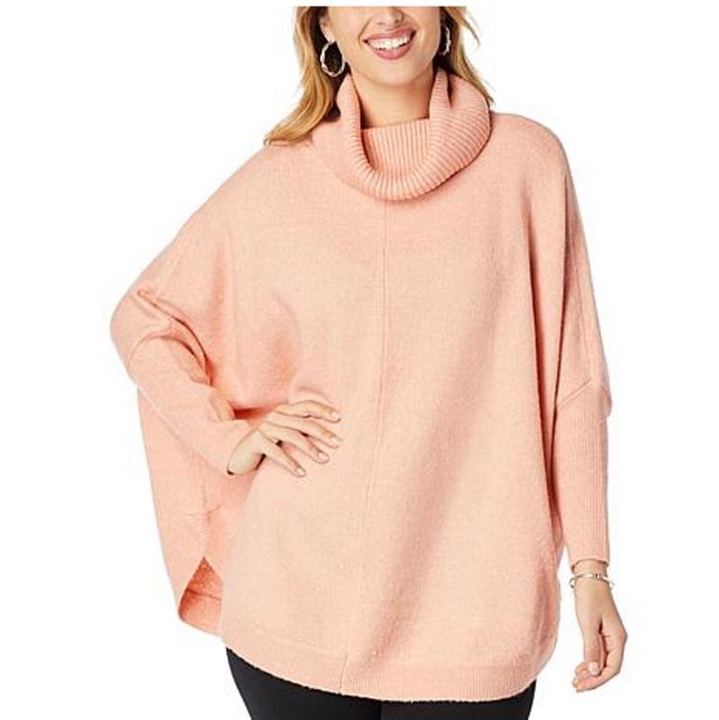 NWT Nina Leonard XS Heather Pullover Peach Sweater Turtleneck 99218