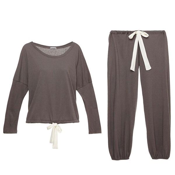 NWT Eberjey M Slouchy T-Shirt with Bow Charcoal Gray T1110L 99255