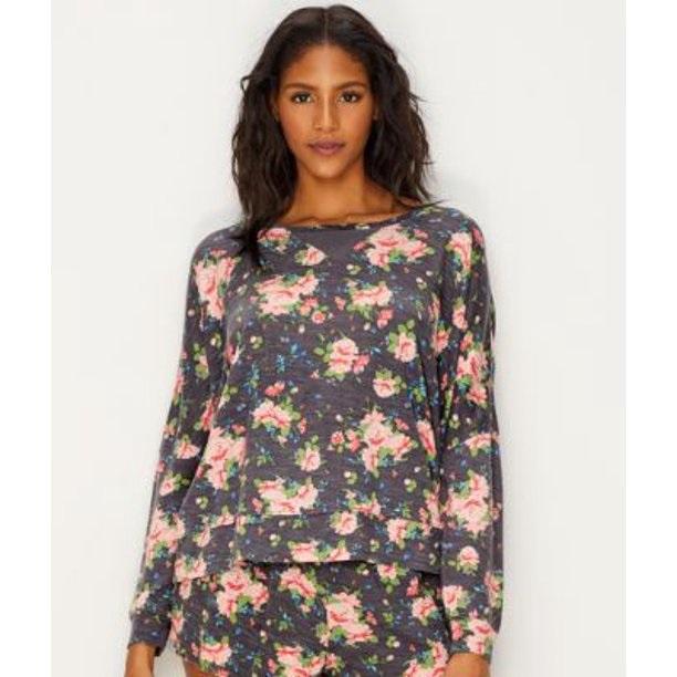 NWT HoneyDew M Starlight Floral Gray Lounge Shirt 99256