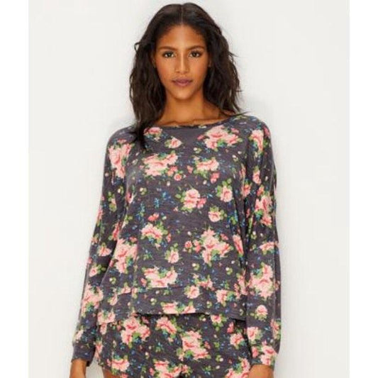 NWT HoneyDew M Starlight Floral Gray Lounge Shirt 99256