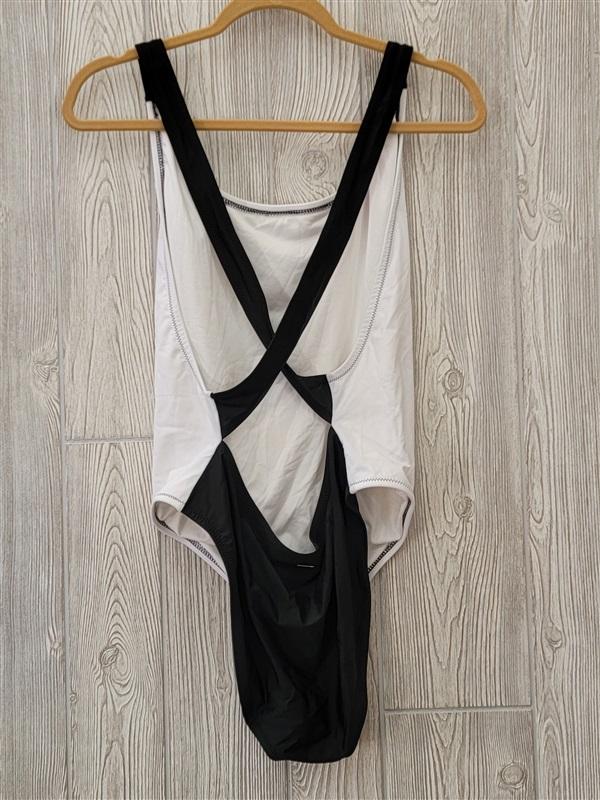 NWOTD Volcom Maillot S Black & White Cross Strap One-Piece Swimsuit #99268